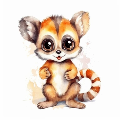 cute baby animal character, watercolor style, vector, clipart, on a solid white background, completely isolated, full shot, centered Job ID: a7f5d095-a38f-45b9-85b2-a5ac5ffa66e3