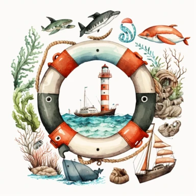 maritime Clipart Rettungsring watercolor