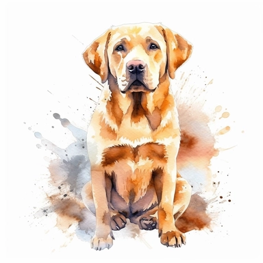 watercolour cute Labrador retriever dog sitting beautiful details four perfect legs and paws realistic beautiful facial features ultra detailed ultra photo real intricate detailed png image ,high definition,300dpi,graphic clipart,computer graphics