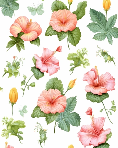 Watercolor flower, all colors of hibiscus floral garden Bouquets PNG Clipart, wedding digital wildflower green leaves herbs Lisima