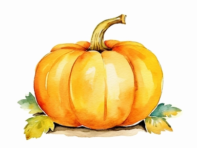 Watercolor, Pumpkin, Clipart, Simplified,