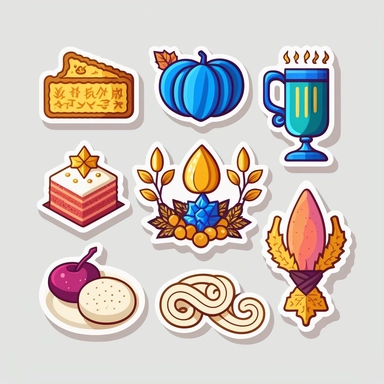 vector sticker design, Hanukkah clipart, white background, flat colors