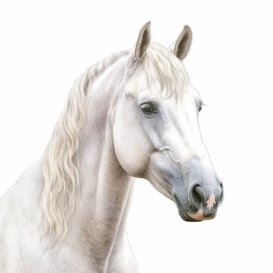 Watercolour cute lusitano horse, head only, beautiful details, ultra detailed, ultra photo real intricate detailed, high definition, graphic clipart, hyper realistic, detailed, white background