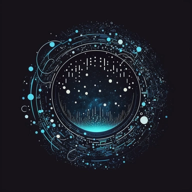 London, UK, technology, NFT, Swag, hipster, quirky, finance, blue, simple, cosmos, circle, particles, glowing, clean black background, digital, circuit board, icon, clipart, futuristic, 2D, flat, svg, sci-fi, 4k, vector