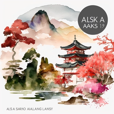 watercolor clipart Asia landscapes, digital illustration, 8k, hd 1:3 v5