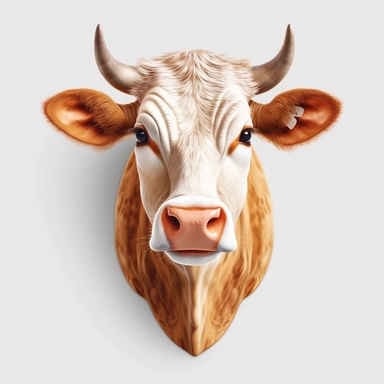 3D Super Realistic Jersey Cow Head Clipart