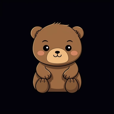The cute and playful brown clipart bear stands out against the black background with a white outline, accentuating its adorable features. Its rounded body and friendly expression exude warmth and charm. With twinkling black eyes and a playful smile, this endearing bear captures hearts effortlessly. The contrast between the brown hue and the white outline adds a touch of whimsy, making it an irresistible addition to any design or artwork.