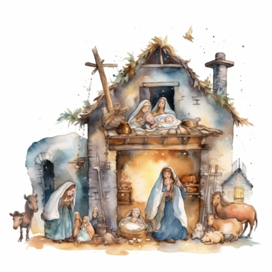 watercolor nativity scene clipart