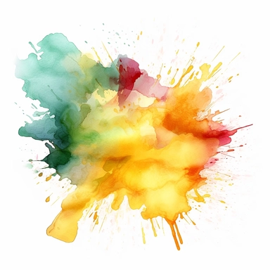 a white background with a colorful drawing of a yellow and green and gold foil watercolor splatter, in the style of dreamy symbolism, cloudcore, free brushwork, flickr, colorful explosions, aquarrellist, watercolour, clipart, isolated image, white background