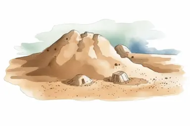 watercolor clipart, sand on a beach, contour, isolated white background, low color saturation,