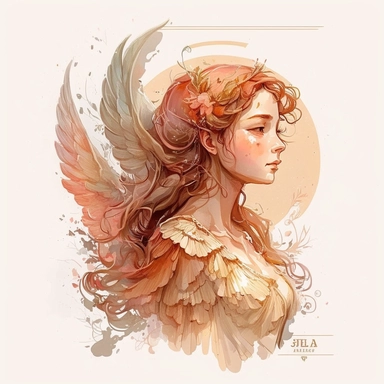 vintage angel, watercolor illustration, clip art, high-quality, Warm color palette, Pastel colors, watercolor style, Intricate details, White background, Trending on Artstation, inspired by the art of julia