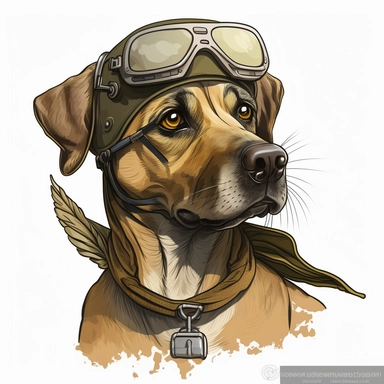 clipart of a black mouth cur dog as a pilot