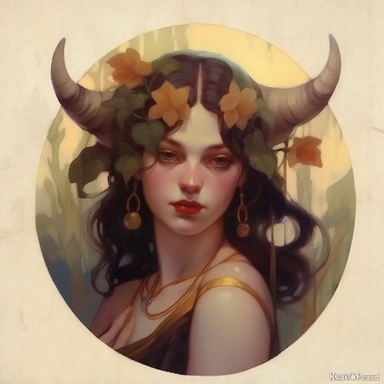 dragon , Taurus zodiac sign as fantasy girl with nose ring and earnings, and brown hair, Watercolor Zodiac Sign Clipart Astrology medea, Goddess of taurus, jasons golden fleece, ram horns, dragon, Medea, roses,