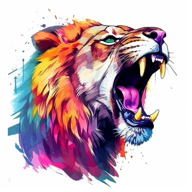 Roaring Lion Clipart colourful gravity art white background