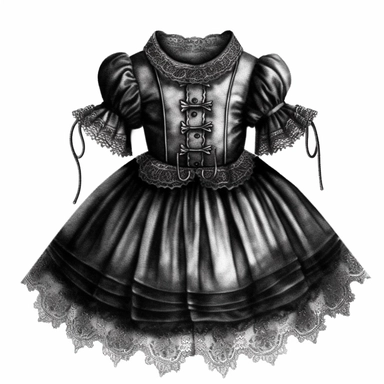 vintage gothic baby dress, victorian, dark fantasy, clipart, white background