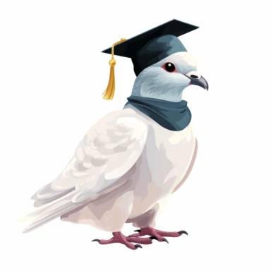 Graduation Dove flat vector clipart white background with margins lovely