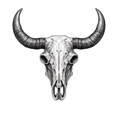Texas Longhorn Cow Skull black and white, clipart, 2d vector, sharp resolution, white background