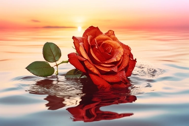 red rose flower clipart, flooded sun, realistic photo, photography, 8k