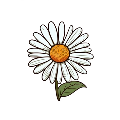 clip art daisy, no stem, from above, sticker style, simple