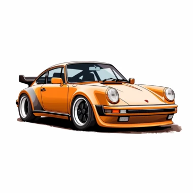 Porsche 911 Turbo oldtimer Orange clipart white background