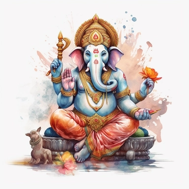realistic watercolor ganesh clipart illustration