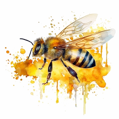 honey bee done in a light watercolor, stylized fantasy style. watercolor clipart