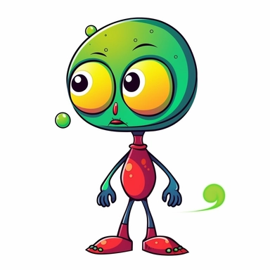 cute cartoon alien, colorful, in the style of george ault, clipart, white background