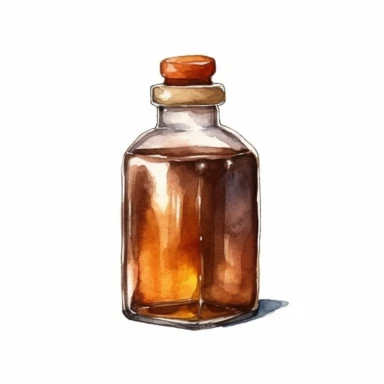 Watercolor vintage boho brown glass bottle. High quality illustration for cozy home interior decoration clip art