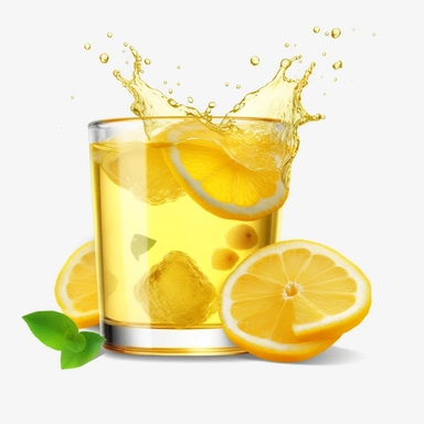 lemon slices floating in yellow lemonade, summer drink, clipart, no background