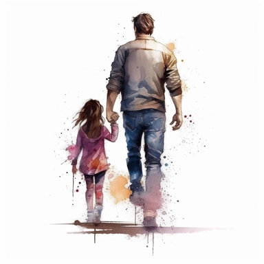 <https://s.mj.run/UAYJRoBCAQg> Cute Beautiful daddy and daughter, little girl, Back view Sublimation Clipart,Cartoon,hyper realistic, intricate detail, illustration style,high solution , on the white background
