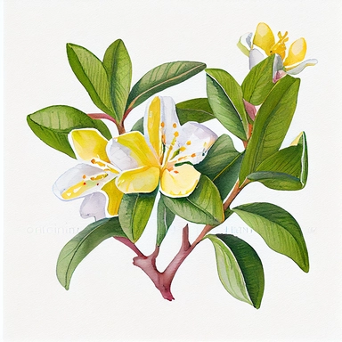 pretty, Carolina Jessamine watercolor clipart, white background, extreme detail ,