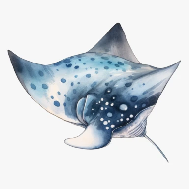 A Watercolor Manta ray, full body, vividly bold designs png realistic cartoon in 32K UHD cute. 15 cm thick outline. There was no shadow on the ground. 8k with realistic watercolors. and detailed illustrations, clipart, white background