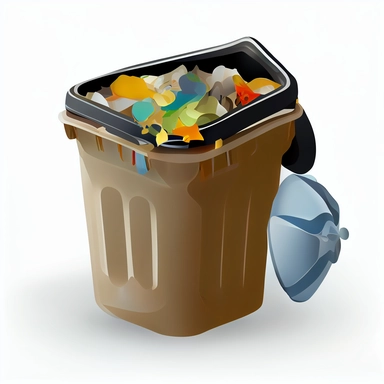 extremely detailed trash bin, clipart, white background