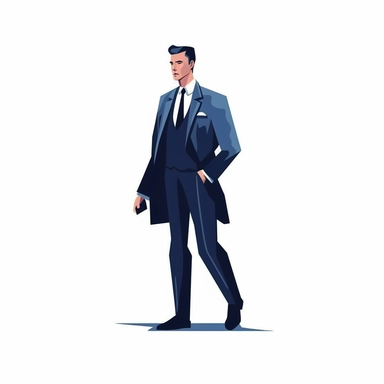 business man, white background, clipart, vector illustration, minimal 4k flat illustration vector