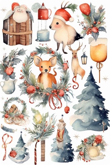 water color clipart christmas bundle