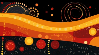 aboriginal australia dreamtime, songlines, simple clipart flat illustration of red yellow and black color gradients