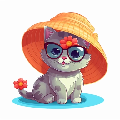 Bring the sunny vibes of summer to your designs with an adorable cartoon - style clipart of a Persian cat enjoying the season against a clean white background. Envision a cute and playful Pomeranian with a big smile, bright eyes, and perhaps wearing a colorful sun hat or holding a beach ball. The clipart can capture the essence of relaxation and fun in the sun. Against the white background, the cartoon - style Pomeranian clipart will stand out, adding a touch of happiness and warmth to your summ