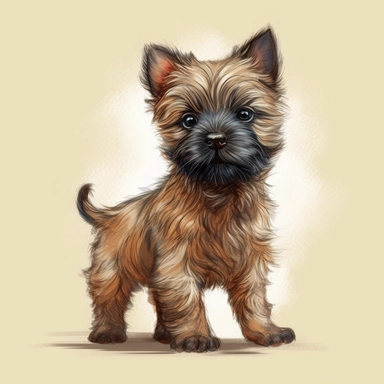 happy cute baby Cairn Terrier dog , full body, hand draw Illustration clipart, 4K, extremely detailed