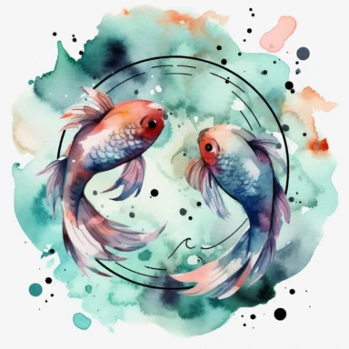 zodiac sign Pisces, animal, watercolor Clipart, modern design, isolated white background, 8k, Seed 3008664690