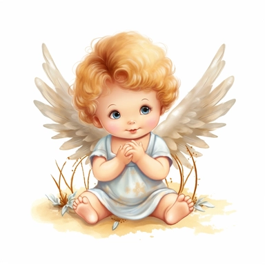 Cute baby angel clipart, whitebackground