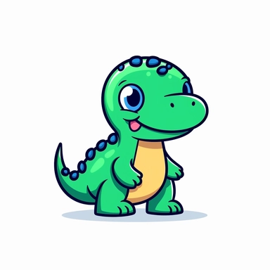 a Cute dinosaur clipart, clean lines, well defined, bold outlines, single design, White background