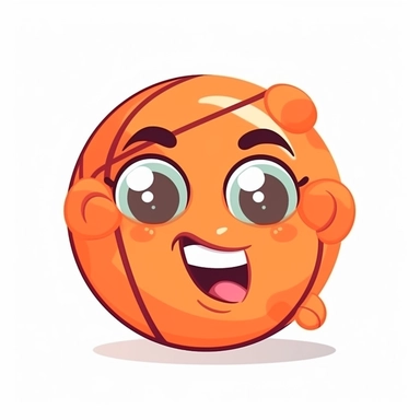fantasy happy cute basketball player face, cartoon, clipart, mascot, isolated on white background
