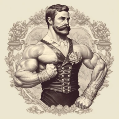 clipart muscle man victorian drawing style