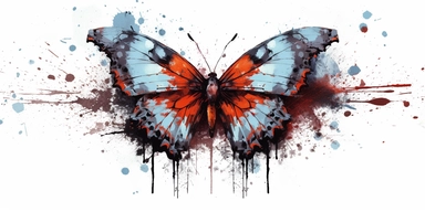 one butterfly colorful on a white background, in the style of florian nicolle, realistic clipart, serge marshennikov, orange, fantastical creatures, sky-blue and maroon, conceptual painting, no watermark, text,,professional lighting,cinematic lighting, long shadows, saturated contrast, hyperdetailed,32k,v--5.0