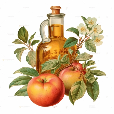 vintage apple cider vinegar clipart, png, white background, detailed, high quality