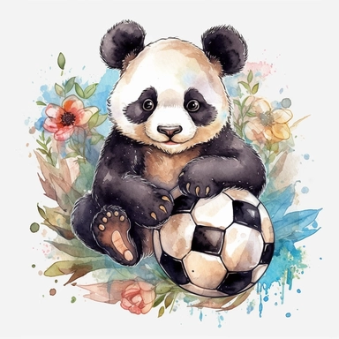 cute panda doing random sports, pandas doing activity, watercolor clipart, transparent background