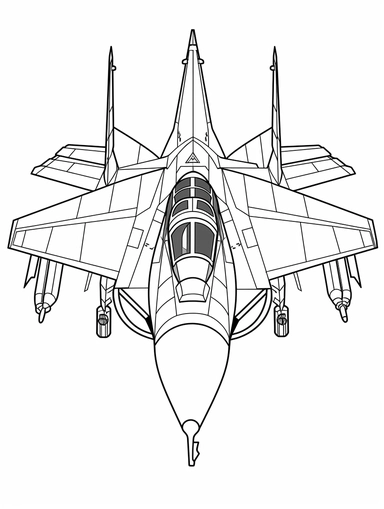 design a kids fighter jet coloring book line art, coloring page line art, black clipart for coloring page, simple and clean line art, illustration style, bold wide black line art
