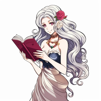 gorgeous Aphrodite holding a love spellbook Tokyo Ghoul anime style, clipart on white solid background