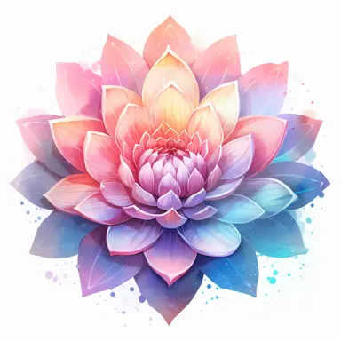 lotus flower, clipart, intense white and deep pastel colors, dnd, watercolor, no background, isolated on a white background, self contained, well defined edges, by amy sol and magali villeneuve and susan bourdet and ross tran, spaced out, glowy, intricate, 8k