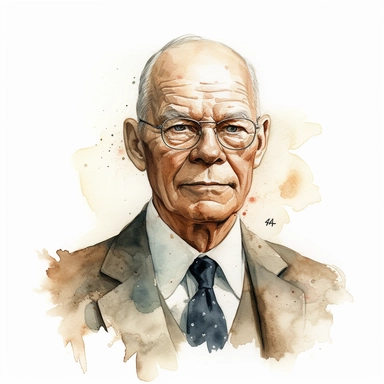 rudolf christian karl diesel upper body portrait watercolor illustration with photorealstic high details clipart, white background